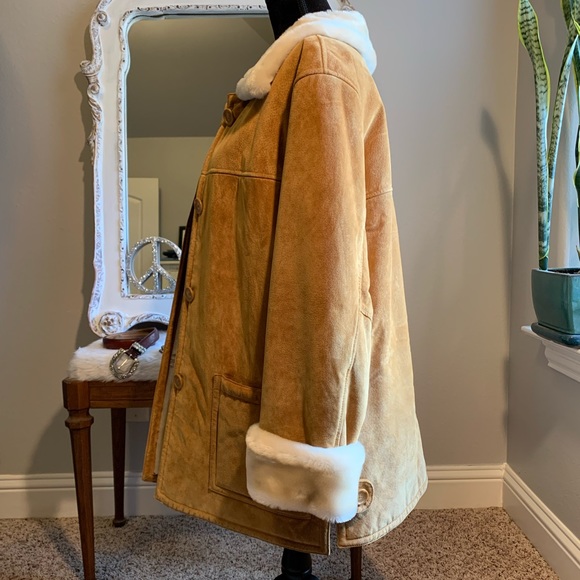 Dennis By Basso 100% Suede Leather Camel Coat Size Medium - Picture 2 of 14